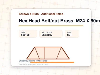 Hex Head Bolt/nut Brass, M24 X 60mm - Screws & Nuts - Additional Items - IMPA 695138 - UOM SET