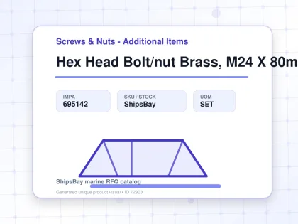 Hex Head Bolt/nut Brass, M24 X 80mm - Screws & Nuts - Additional Items - IMPA 695142 - UOM SET