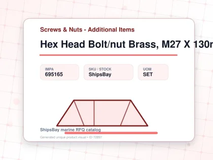 Hex Head Bolt/nut Brass, M27 X 130mm - Screws & Nuts - Additional Items - IMPA 695165 - UOM SET