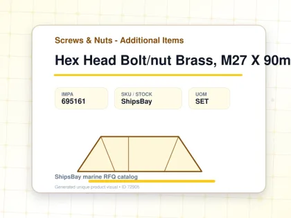 Hex Head Bolt/nut Brass, M27 X 90mm - Screws & Nuts - Additional Items - IMPA 695161 - UOM SET