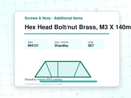 Hex Head Bolt/nut Brass, M3 X 140mm - Screws & Nuts - Additional Items - IMPA 694121 - UOM SET