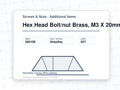 Hex Head Bolt/nut Brass, M3 X 20mm - Screws & Nuts - Additional Items - IMPA 694108 - UOM SET