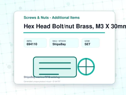 Hex Head Bolt/nut Brass, M3 X 30mm - Screws & Nuts - Additional Items - IMPA 694110 - UOM SET