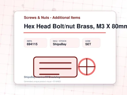 Hex Head Bolt/nut Brass, M3 X 80mm - Screws & Nuts - Additional Items - IMPA 694115 - UOM SET