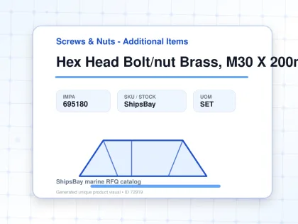 Hex Head Bolt/nut Brass, M30 X 200mm - Screws & Nuts - Additional Items - IMPA 695180 - UOM SET