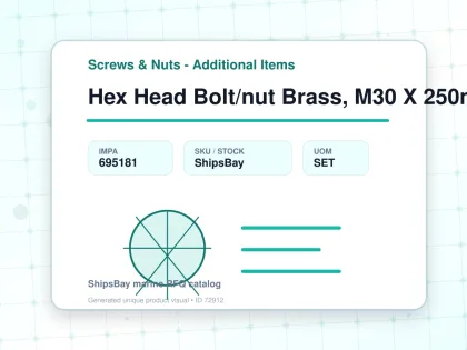 Hex Head Bolt/nut Brass, M30 X 250mm - Screws & Nuts - Additional Items - IMPA 695181 - UOM SET