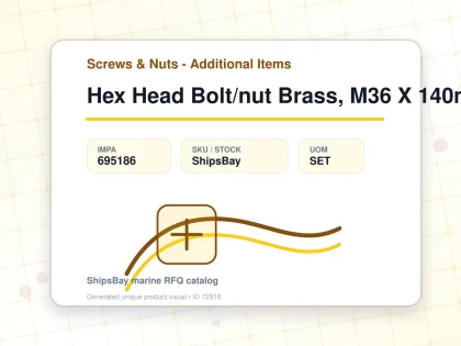 Hex Head Bolt/nut Brass, M36 X 140mm - Screws & Nuts - Additional Items - IMPA 695186 - UOM SET