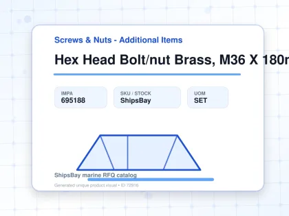 Hex Head Bolt/nut Brass, M36 X 180mm - Screws & Nuts - Additional Items - IMPA 695188 - UOM SET