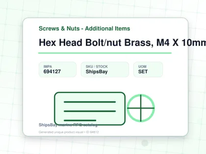 Hex Head Bolt/nut Brass, M4 X 10mm - Screws & Nuts - Additional Items - IMPA 694127 - UOM SET