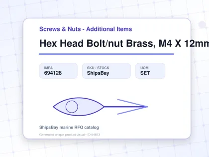 Hex Head Bolt/nut Brass, M4 X 12mm - Screws & Nuts - Additional Items - IMPA 694128 - UOM SET