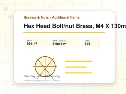 Hex Head Bolt/nut Brass, M4 X 130mm - Screws & Nuts - Additional Items - IMPA 694147 - UOM SET