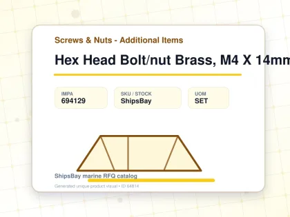 Hex Head Bolt/nut Brass, M4 X 14mm - Screws & Nuts - Additional Items - IMPA 694129 - UOM SET