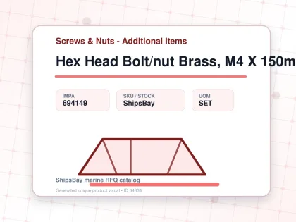 Hex Head Bolt/nut Brass, M4 X 150mm - Screws & Nuts - Additional Items - IMPA 694149 - UOM SET