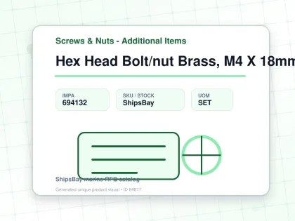 Hex Head Bolt/nut Brass, M4 X 18mm - Screws & Nuts - Additional Items - IMPA 694132 - UOM SET