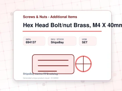 Hex Head Bolt/nut Brass, M4 X 40mm - Screws & Nuts - Additional Items - IMPA 694137 - UOM SET