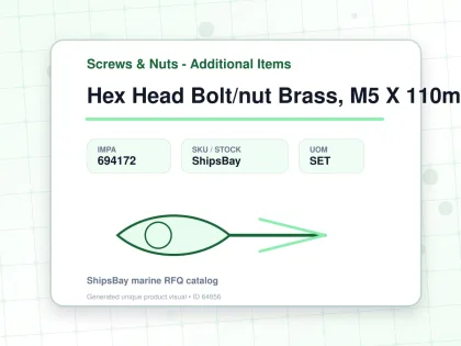 Hex Head Bolt/nut Brass, M5 X 110mm - Screws & Nuts - Additional Items - IMPA 694172 - UOM SET