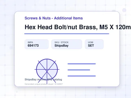 Hex Head Bolt/nut Brass, M5 X 120mm - Screws & Nuts - Additional Items - IMPA 694173 - UOM SET
