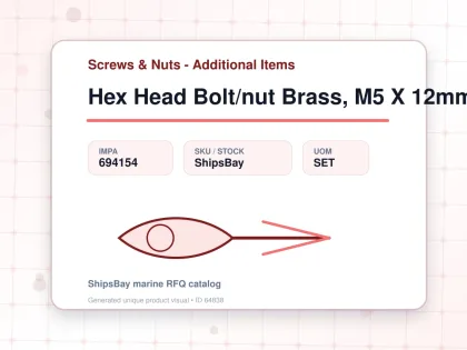 Hex Head Bolt/nut Brass, M5 X 12mm - Screws & Nuts - Additional Items - IMPA 694154 - UOM SET