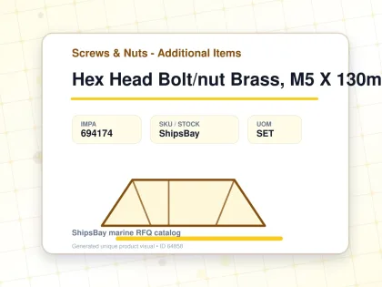 Hex Head Bolt/nut Brass, M5 X 130mm - Screws & Nuts - Additional Items - IMPA 694174 - UOM SET