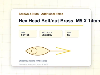 Hex Head Bolt/nut Brass, M5 X 14mm - Screws & Nuts - Additional Items - IMPA 694155 - UOM SET