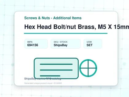 Hex Head Bolt/nut Brass, M5 X 15mm - Screws & Nuts - Additional Items - IMPA 694156 - UOM SET