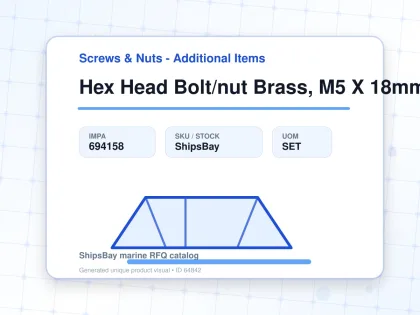 Hex Head Bolt/nut Brass, M5 X 18mm - Screws & Nuts - Additional Items - IMPA 694158 - UOM SET
