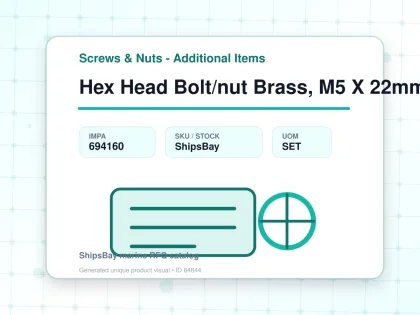 Hex Head Bolt/nut Brass, M5 X 22mm - Screws & Nuts - Additional Items - IMPA 694160 - UOM SET
