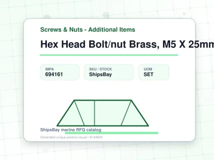 Hex Head Bolt/nut Brass, M5 X 25mm - Screws & Nuts - Additional Items - IMPA 694161 - UOM SET