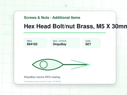 Hex Head Bolt/nut Brass, M5 X 30mm - Screws & Nuts - Additional Items - IMPA 694162 - UOM SET