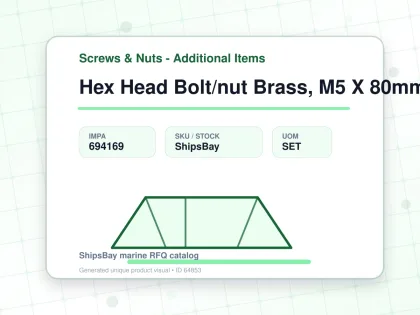 Hex Head Bolt/nut Brass, M5 X 80mm - Screws & Nuts - Additional Items - IMPA 694169 - UOM SET