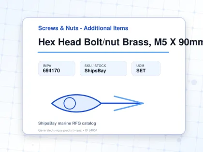 Hex Head Bolt/nut Brass, M5 X 90mm - Screws & Nuts - Additional Items - IMPA 694170 - UOM SET