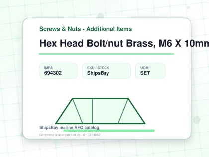 Hex Head Bolt/nut Brass, M6 X 10mm - Screws & Nuts - Additional Items - IMPA 694302 - UOM SET