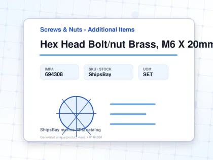 Hex Head Bolt/nut Brass, M6 X 20mm - Screws & Nuts - Additional Items - IMPA 694308 - UOM SET