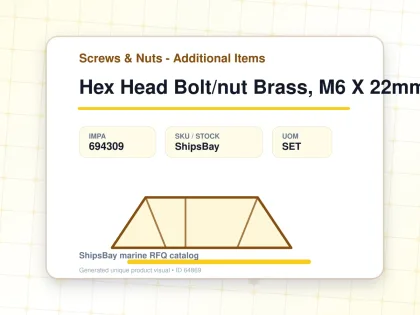 Hex Head Bolt/nut Brass, M6 X 22mm - Screws & Nuts - Additional Items - IMPA 694309 - UOM SET