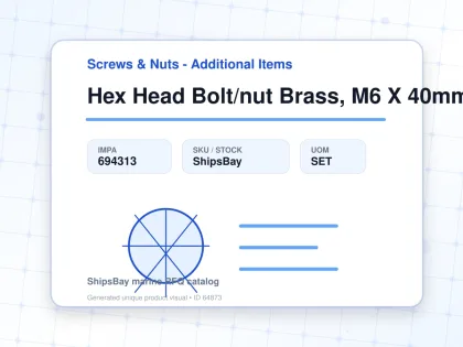 Hex Head Bolt/nut Brass, M6 X 40mm - Screws & Nuts - Additional Items - IMPA 694313 - UOM SET