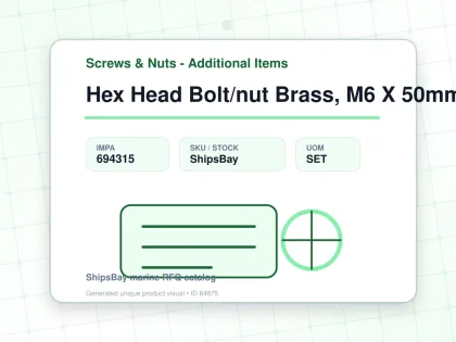 Hex Head Bolt/nut Brass, M6 X 50mm - Screws & Nuts - Additional Items - IMPA 694315 - UOM SET