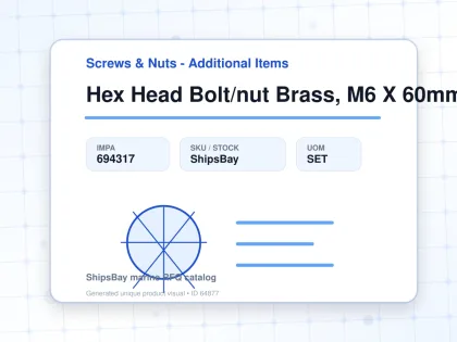 Hex Head Bolt/nut Brass, M6 X 60mm - Screws & Nuts - Additional Items - IMPA 694317 - UOM SET