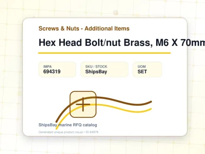Hex Head Bolt/nut Brass, M6 X 70mm - Screws & Nuts - Additional Items - IMPA 694319 - UOM SET