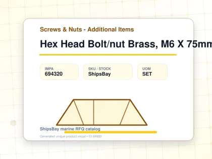 Hex Head Bolt/nut Brass, M6 X 75mm - Screws & Nuts - Additional Items - IMPA 694320 - UOM SET