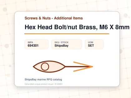 Hex Head Bolt/nut Brass, M6 X 8mm - Screws & Nuts - Additional Items - IMPA 694301 - UOM SET
