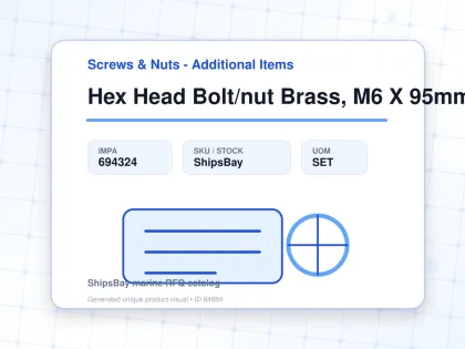 Hex Head Bolt/nut Brass, M6 X 95mm - Screws & Nuts - Additional Items - IMPA 694324 - UOM SET