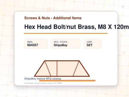 Hex Head Bolt/nut Brass, M8 X 120mm - Screws & Nuts - Additional Items - IMPA 694357 - UOM SET