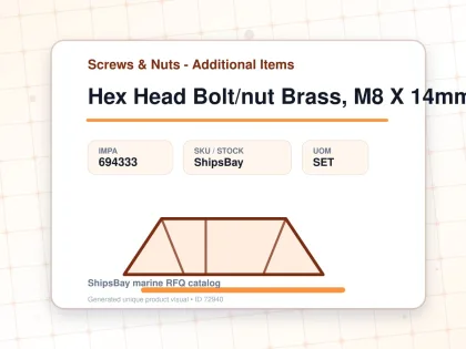 Hex Head Bolt/nut Brass, M8 X 14mm - Screws & Nuts - Additional Items - IMPA 694333 - UOM SET