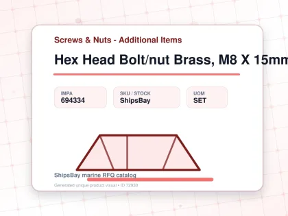 Hex Head Bolt/nut Brass, M8 X 15mm - Screws & Nuts - Additional Items - IMPA 694334 - UOM SET