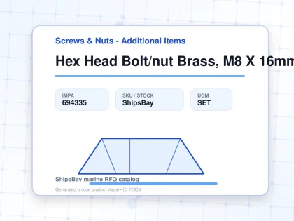 Hex Head Bolt/nut Brass, M8 X 16mm - Screws & Nuts - Additional Items - IMPA 694335 - UOM SET