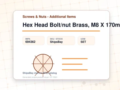 Hex Head Bolt/nut Brass, M8 X 170mm - Screws & Nuts - Additional Items - IMPA 694362 - UOM SET