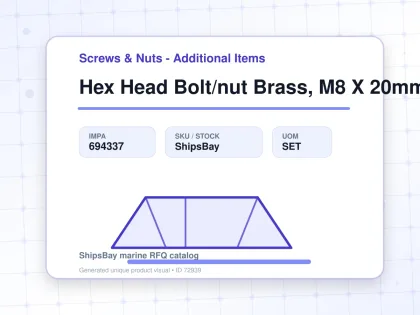 Hex Head Bolt/nut Brass, M8 X 20mm - Screws & Nuts - Additional Items - IMPA 694337 - UOM SET