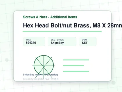 Hex Head Bolt/nut Brass, M8 X 28mm - Screws & Nuts - Additional Items - IMPA 694340 - UOM SET