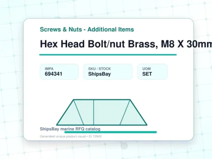 Hex Head Bolt/nut Brass, M8 X 30mm - Screws & Nuts - Additional Items - IMPA 694341 - UOM SET