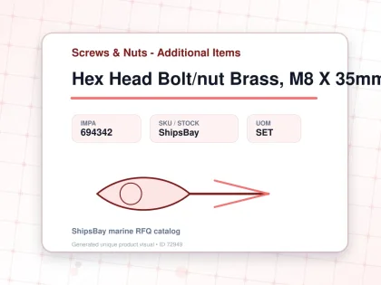 Hex Head Bolt/nut Brass, M8 X 35mm - Screws & Nuts - Additional Items - IMPA 694342 - UOM SET
